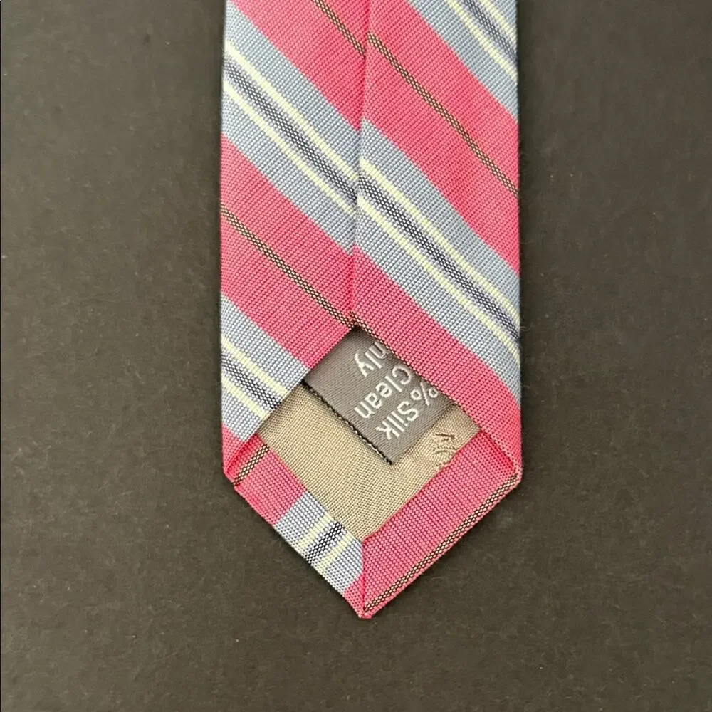 Hickey Freeman Pink Striped Men's Tie, 100% Silk, Office to Special Occasion